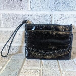 HOBO Stroll Zip Black Leather Wristlet
